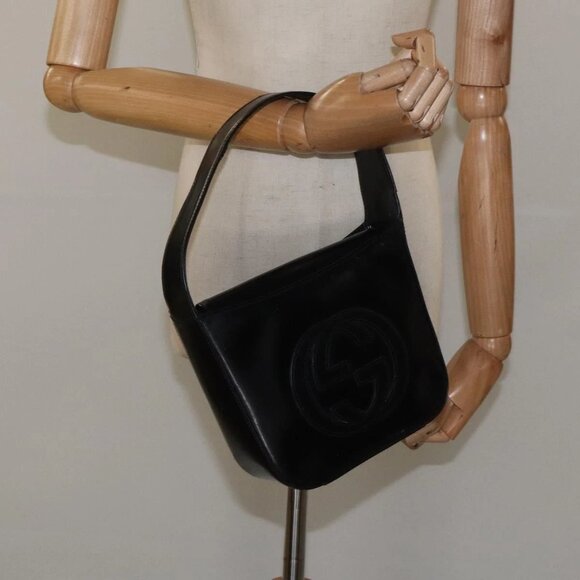 GUCCI Hand Bag Leather Black Auth ep7516 - Picture 1 of 14